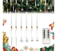 Gonggi 6Pcs Christmas Tree LED Candle Lights with 3 Shapes Crystal Pendant, 6 Level Adjustable Lights with Timer Off, Battery Operated Flameless Flickering Candles for Christmas Tree Home Party Decor