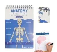 Gonggi Anatomy Lables Study Notebook, Remarkable Erasable Anatomy Knowledge Test Book, Dry-Erase, 100+ Full Colour Human Structure Illustrations, Portable Anatomy Guide for Medical Students & Nurses