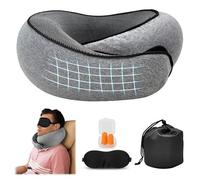 Gonggi Flyhugz Neck Pillow, Travel Pillow 360° Support, Memory Foam Travel Neck Pillow for Airplane With 3D Contoured Eye Masks,Earplugs, U-Shaped Pillow For Airplanes, Car, Office, Sleeping Upright