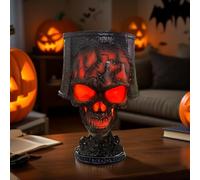 Gonggi Halloween Skull Flame Lamp, Skull Statue Desk Lamp, Halloween Decorative Lights, Spooky SkullLamp Crack Design for Home, Pub & HalloweenParty - Creates Mysterious & Dark Atmosphere