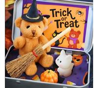 Gonggi Halloween Teddy Bear In A Box, Little Bears In A Boxs, Handmade Cute Witch Teddys Bears In Boxes Inspirational Gifts Desk Accessories for Friends Family (Coffee Brown)