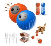 Gonggi Interactive Enrichment Dog Toys Ball for Boredom, Treat Dispensing Self Moving Puzzle Balls for Small Medium Large Dogs Puppy, Rechargeable Slower Feeding Pet Birthday Pres (Blue+Orange)