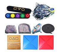 Gonggi Korean Game Set, 10PCS Korean Traditional Reflex Challenge Play Game, Including Jebi, Chagi Gong-gi, and DDAKJI, Korean Folk Classic Mini Grasping Stones Hand-Eye Coordination Games for Fun