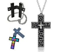Gonggi Korean Games Cross Necklace with Secret Compartment, Character Ten Shaped Pendant Printed Design, Handmade Jewelry Fashion Game Accessories