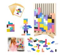 Gonggi Wooden Stacking Puzzle Blocks, 3D Brain Teaser Game for Kids & Adults, Stress Relief Colourful Intelligence Building Toy with 10 Challenge Cards, Fun Family Activity, for All Ages