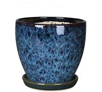 GONGGUJ Plant pot indoor,Large Plant Pots, Flowerpots,Desktops Peacock Blue Flowers Clivia Succulent Green Plant Pots Household Round with Split Tray Drainage Hole Bonsai Pots(Size:Msize: 21cm*19cm)