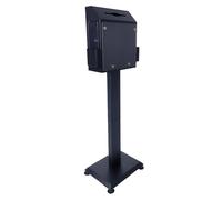 GONGJIANG Suggestion Box with Stand, Heavy Duty Metal Locking Donation Ballot Collection Box for Church, Election, Charity Events - Floor Standing, Black