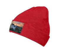 Gongjuy Beautiful Dusk Classic Winter Hats for Men,Women Without Eaves, Padded Warm Lining, Gifts for Parents,Friends. Red