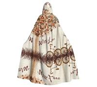 Gongjuy Bicycle Under Heart Tree Romantic Adult Party Cloak Clothing Accessories, Adult Halloween Wizard Plus Size Hooded Horror Cloak