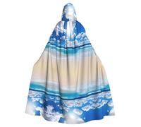 Gongjuy Blue Sky And White Cloud Adult Party Cloak Clothing Accessories, Adult Halloween Wizard Plus Size Hooded Horror Cloak