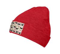 Gongjuy Cattle Farm Sanctuary Classic Winter Hats for Men,Women Without Eaves, Padded Warm Lining, Gifts for Parents,Friends. Red