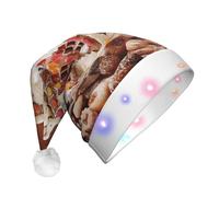 Gongjuy Christmas Gingerbread Like Village House Christmas Party Supplies Adult Plush Luminous Christmas Hat,Led Christmas Hats With Lights