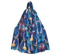 Gongjuy Colored Jellyfish Adult Party Cloak Clothing Accessories, Adult Halloween Wizard Plus Size Hooded Horror Cloak