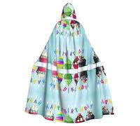 Gongjuy Colorful Happy Birthday Cupcakes Adult Party Cloak Clothing Accessories, Adult Halloween Wizard Plus Size Hooded Horror Cloak