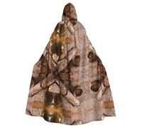 Gongjuy Compass And Ancient Map Adult Party Cloak Clothing Accessories, Adult Halloween Wizard Plus Size Hooded Horror Cloak