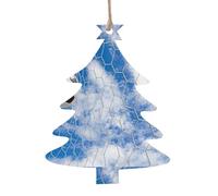 Gongjuy Football Blue-Sky Wooden Christmas Ornaments, Christmas Tree Pendants, Hanging Christmas Tree Decorations