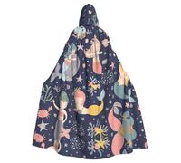 Gongjuy Mermaid In The Ocean Adult Party Cloak Clothing Accessories, Adult Halloween Wizard Plus Size Hooded Horror Cloak