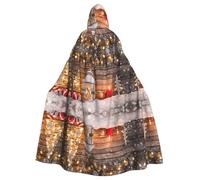 Gongjuy Merry Christmas Wooden Board Candle Deer Adult Party Cloak Clothing Accessories, Adult Halloween Wizard Plus Size Hooded Horror Cloak