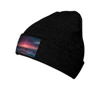 Gongjuy Ocean Tide at Warm Twilight Classic Winter Hats for Men,Women Without Eaves, Padded Warm Lining, Gifts for Parents,Friends. Black