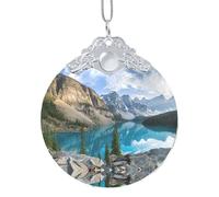 Gongjuy Rocky Mountains Alloy Diameter 76mm Metal Buckle Glass Round Pendant Tray Baffle Christmas Tree Decorations