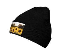 Gongjuy Sunshine Sunflowers Classic Winter Hats for Men,Women Without Eaves, Padded Warm Lining, Gifts for Parents,Friends. Black