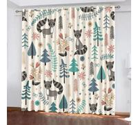 GONGKAI 3D Printed Forest Animals Green Tree Window Curtains Top Grommet Darkening Drapes for Living Bedroom 100W x 160H