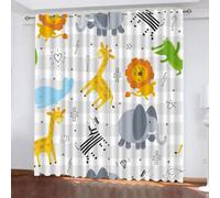 GONGKAI Cartoon Animal Lion Blackout Eyelet Curtains Thermal Insulated Window Drapes for Kids Bedroom Gray Zebra Crossing Print 117.5W x 230H Fun Jungle Theme Decor