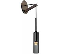 GONGKAI Creative Smoke Gray Glass Wall Light Beer Bottle Crystal Lamp Cylindrical Long Tube Sconce Brass Adjustable Height Mount Lighting for Bedroom Living Room Hallway,1-Pack