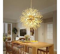 GONGKAI Globe Crystal Chandelier LED Electroplated Firework Pendant Light Modern G9 Bulb Base Dandelion Hanging Lamp For Living Room Restaurant,Gold+WarmLight-12Heads65cm