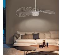 GONGKAI LED Chandelier E27 Max 40W Simple and Creative Fibre Cloth Hat Design + Iron Art for Living Room Café (Black 100cm)