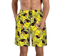 GONGTAOMO Men Beach Shorts Trunks - Board Shorts for Men Swim - Summer Swimming Pants for Men, Duck Ducky Sunglasses Yellow, X-Large