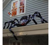 GONGXIFC Halloween Spider decor, Giant Spider Halloween decor, Black Soft Hairy Scary Spider Realistic Large Spider Props for Home, Yard, Party Creepy Halloween Decor (150 cm) (LILI072401)