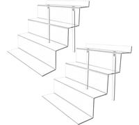 Gonice 2 Pack 4 Tier Acrylic Display Riser, Clear Display Stand for Amiibo Funko POP Figures and Makeup,Cupcakes Stand,Perfume Organizer and Storage