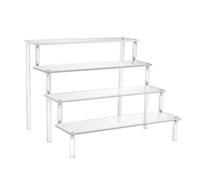 Gonice 2PCS Acrylic Clear Display Riser for Figures, 3 Tiers Display Riser Cupcake Stand for Funko POP Collections Perfume Cosmetic Organizer Desserts Holder (4T-1Pack)