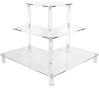 Gonice 3 Tier Acrylic Display Riser, Display Stand for Amiibo Funko POP Figures, Corner Shelf for Living Room, Bathroom, Home