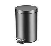 GONICVIN Pedal Bin, 3L Round Stainless Steel Bathroom Bin Kitchen Bin with Metal Lid, Rubbish Bin Trash Bin Waste Basket with Removable Inner Bucket for Kitchen, Home, Office (Black)