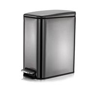 GONICVIN Bathroom Bin, Stainless Steel Pedal Bin Waste Bin with Lids, Slow Drop Closing Slim Rubbish Bin Pedal Waste Basket for Bathroom, Kitchen, and Office (10L, Black)