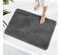 GONICVIN Bathroom Rugs, 50 x 80cm Fluffy Microfiber Absorbent Non-Slip Bath Mats, Machine Washable Bath Rugs for Tub, Shower and Bathroom (Charcoal)