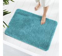 GONICVIN Bathroom Rugs, 60 x 90cm Fluffy Microfiber Absorbent Non-Slip Bath Mats, Machine Washable Bath Rugs for Tub, Shower and Bathroom (Turquoise)