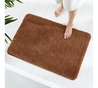 GONICVIN Bathroom Rugs, 60 x 90cm Fluffy Microfiber Absorbent Non-Slip Bath Mats, Machine Washable Bath Rugs for Tub, Shower and Bathroom (Brown)