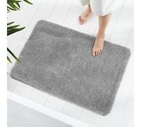 GONICVIN Bathroom Rugs, 70 x 120cm Fluffy Microfiber Absorbent Non-Slip Bath Mats, Machine Washable Bath Rugs for Tub, Shower and Bathroom (Grey)