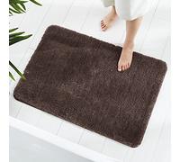 GONICVIN Bathroom Rugs, 80 x 120cm Fluffy Microfiber Absorbent Non-Slip Bath Mats, Machine Washable Bath Rugs for Tub, Shower and Bathroom (Dark Brown)
