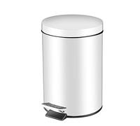 GONICVIN Pedal Bin, 3L Round Stainless Steel Bathroom Bin Kitchen Bin with Metal Lid, Trash Bin Rubbish Bin Waste Basket with Removable Inner Bucket for Kitchen, Home, Office (White)
