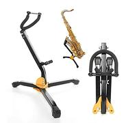 Gonioa Folding Saxophone Stand for Alto Sax, Alto Tenor Sax Stand, Adjustable Metal Triangle Base Design Saxophone Holder Rack Portable Musical Instrument