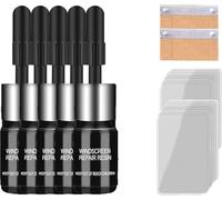 Goniome Nano Windshield Repair Kit, Cracks Gone Glass Kit, Glass Repair Fluid, Resin Based Mirror Repair Kit, Nano Fluid Filler for Repairing Chips, Cracks, Star Cracks, Bull's Eye Cracks (5Pcs)