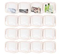 GONITYOU 16 Pieces Clear Makeup Bags Bulk, TSA Approved Toiletry Bags Travel Pouch, Waterproof PVC Plastic Small Clear Cosmetic Bags with Zipper for Organizing, Flesh Pink, 16 Pieces