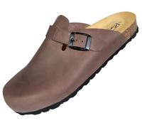 GONKOS®, Leather Clogs with Cork Insole, Genuine Leather, Natural Cork, Adjustable Buckle to The Foot, Men/Women Sandals, Quality Sandals Made in Spain, Color Brown Size 7