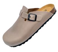 GONKOS®, Leather Clogs with Cork Insole, Genuine Leather, Natural Cork, Adjustable Buckle to The Foot, Men/Women Sandals, Quality Sandals Made in Spain, Color Stone Size 11