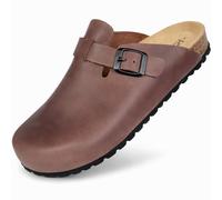 GONKOS®, Leather Clogs with Cork Insole, Genuine Leather, Natural Cork, Adjustable Buckle to The Foot, Men/Women Sandals, Quality Sandals Made in Spain, Color Brown Size 10