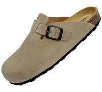 GONKOS®, Leather Clogs with Cork Insole, Genuine Leather, Natural Cork, Adjustable Buckle to The Foot, Men/Women Sandals, Quality Sandals Made in Spain, Color Taupe Suede Size 4